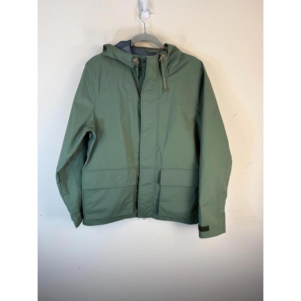 J.Crew Brunswick Rain Jacket Men’s Medium Green Hooded Water Resistant‎